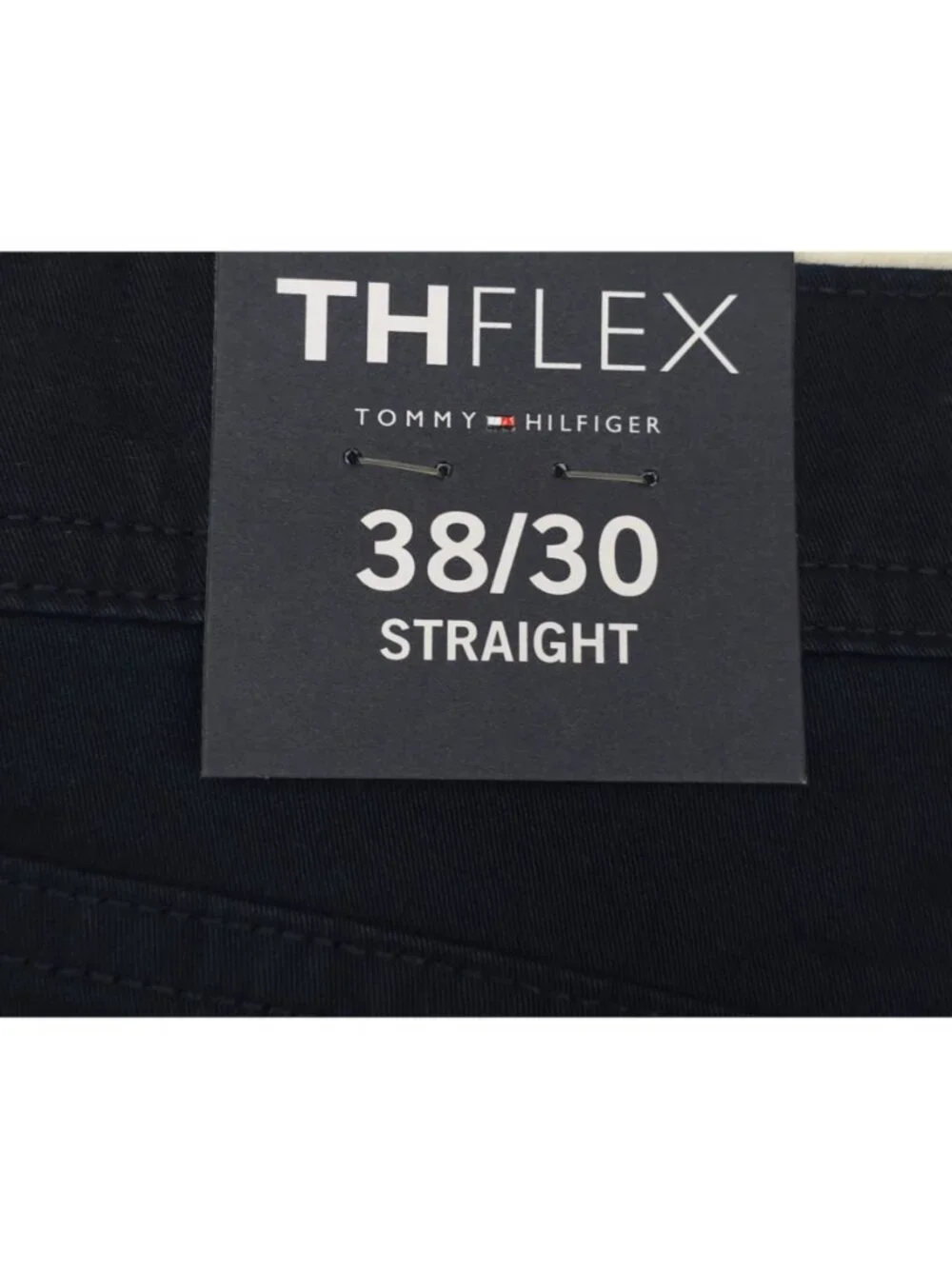 Tommy Hilfiger TH Flex Navy Mens Straight Fit Pants 38W 30L Cotton Blend